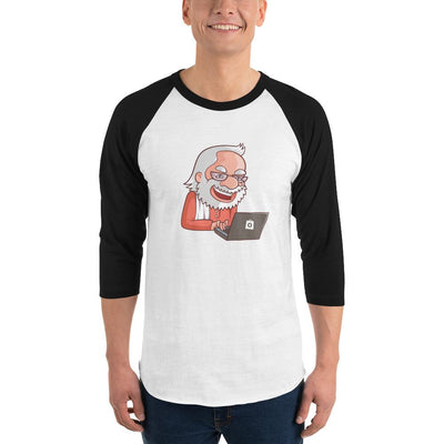 Men's 3/4th Sleeve Raglan T- Shirt - Narendra Modi- Laptop Cartoon