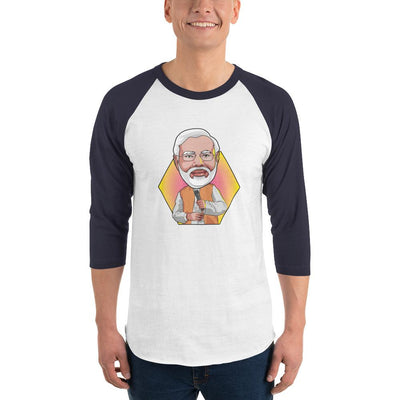 Men's 3/4th Sleeve Raglan T- Shirt - Narendra Modi- Peaceful