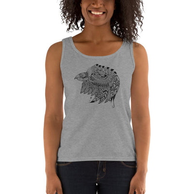 Women's Missy Fit Tank top - Eagle Doodle- Black & White