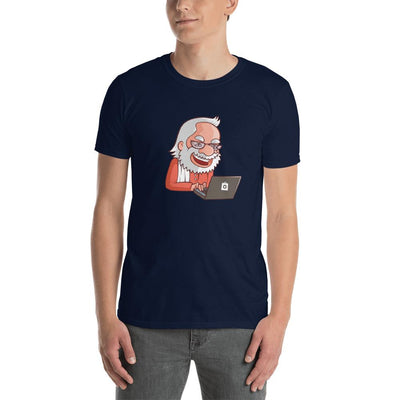 Men's Round Neck T Shirt - Narendra Modi- Laptop Cartoon