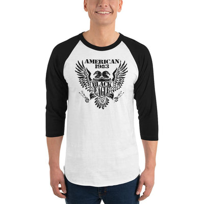 Men's 3/4th Sleeve Raglan T- Shirt - Black Eagle- American