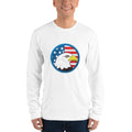 Unisex Long Sleeve T-shirt - Eagle- US Flag Backdrop