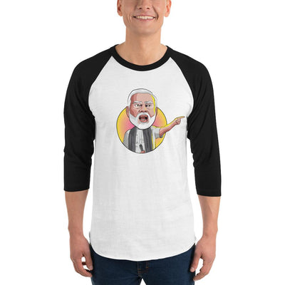 Men's 3/4th Sleeve Raglan T- Shirt - Narendra Modi- Angry