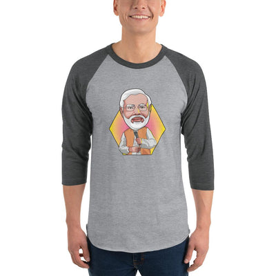 Men's 3/4th Sleeve Raglan T- Shirt - Narendra Modi- Peaceful