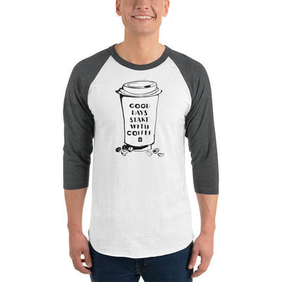 Men's 3/4th Sleeve Raglan T- Shirt - Good days start with coffee- Takeaway cup