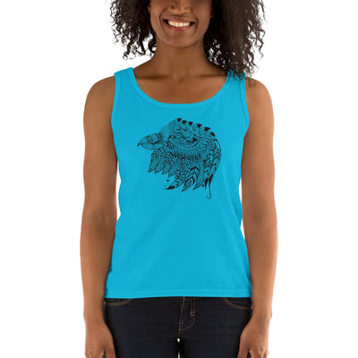 Women's Missy Fit Tank top - Eagle Doodle- Black & White