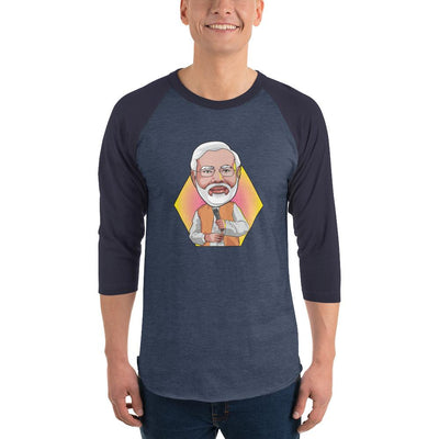 Men's 3/4th Sleeve Raglan T- Shirt - Narendra Modi- Peaceful