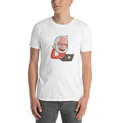 Men's Round Neck T Shirt - Narendra Modi- Laptop Cartoon