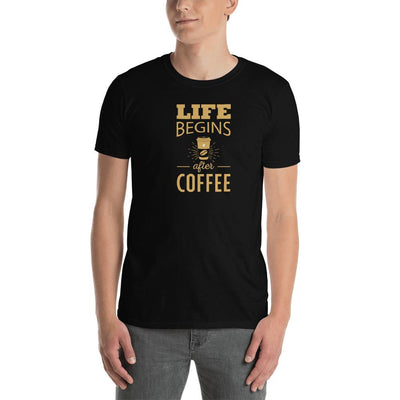 Men's Round Neck T Shirt - Life begins after coffee