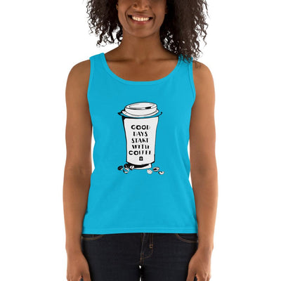 Women's Missy Fit Tank top - Good days start with coffee- Takeaway cup