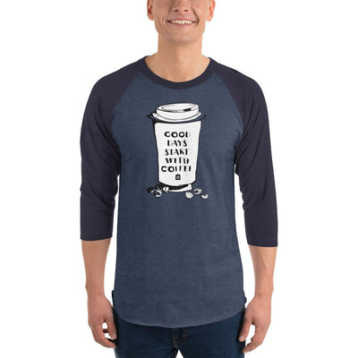 Men's 3/4th Sleeve Raglan T- Shirt - Good days start with coffee- Takeaway cup