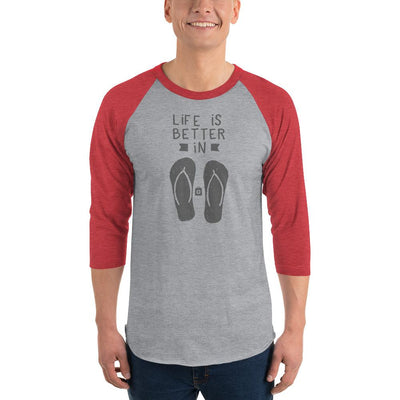 Men's 3/4th Sleeve Raglan T- Shirt - Flip-Flop through Life