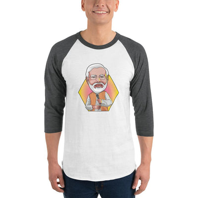 Men's 3/4th Sleeve Raglan T- Shirt - Narendra Modi- Peaceful