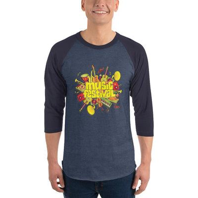 Men's 3/4th Sleeve Raglan T- Shirt - The Musical Festival