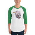 Men's 3/4th Sleeve Raglan T- Shirt - Eagle Doodle- Color