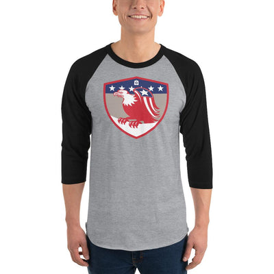 Men's 3/4th Sleeve Raglan T- Shirt - Bald Eagle in Shield, Retro design