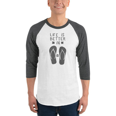 Men's 3/4th Sleeve Raglan T- Shirt - Flip-Flop through Life