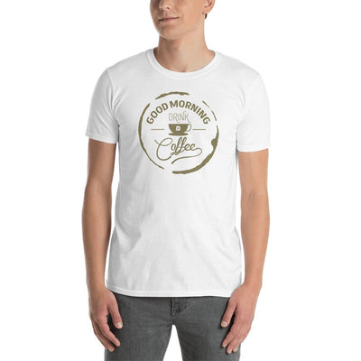Men's Round Neck T Shirt - Good Morning- Drink Coffee
