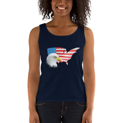 Women's Missy Fit Tank top - Eagle- USA Map with Flag