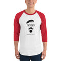 Men's 3/4th Sleeve Raglan T- Shirt - Goatee and Moustache