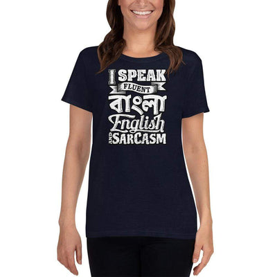 Navy / S Bengali Heavy Cotton Short Sleeve T-Shirt -I speak Sarcasm - Grunge