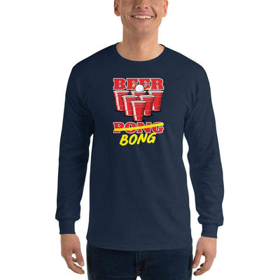 Navy / S Bengali Ultra Cotton Long Sleeve T-Shirt -Beer Bong