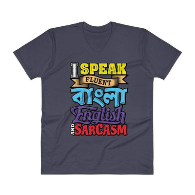 Navy / S Bengali Unisex Short Sleeve V-Neck Jersey Tee - Funky Sarcasm