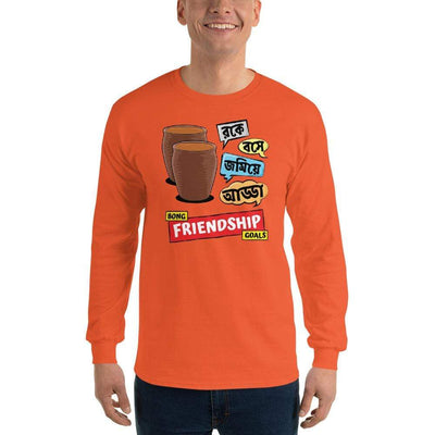 Orange / S Bengali Ultra Cotton Long Sleeve T-Shirt -Bong Friendship Goals