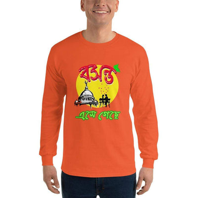 Orange / S Bengali Ultra Cotton Long Sleeve T-Shirt - Bosonto Ese Gache