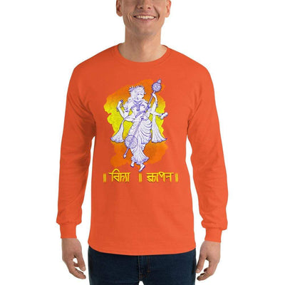 Orange / S Bengali Ultra Cotton Long Sleeve T-Shirt - Vidya Roopeno