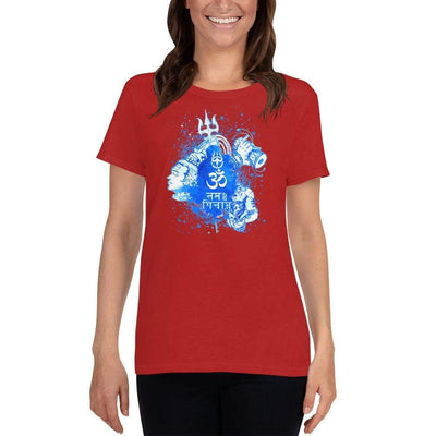 Red / S Bengali Heavy Cotton Short Sleeve T-Shirt -Om Namah Shivay-03