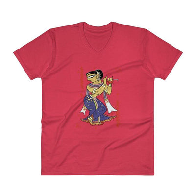 Red / S Bengali Lightweight Fashion V-Neck T-Shirt - Kalankini Radha