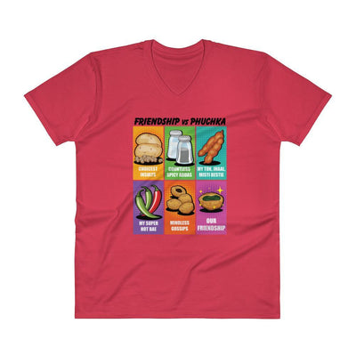 Red / S Bengali Lightweight Fashion V-Neck T-Shirt - Phuchka and Friends