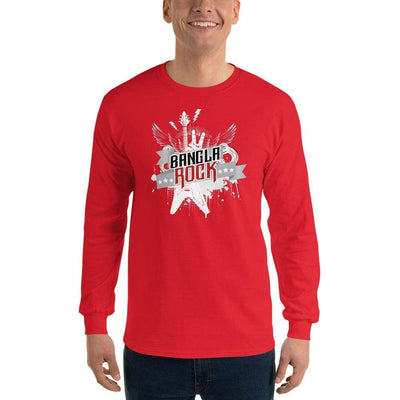 Red / S Bengali Ultra Cotton Long Sleeve T-Shirt -Bangla Rock