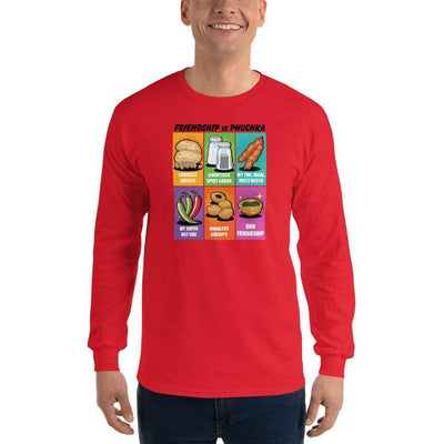 Red / S Bengali Ultra Cotton Long Sleeve T-Shirt -Phuchka and Friends