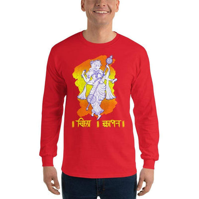 Red / S Bengali Ultra Cotton Long Sleeve T-Shirt - Vidya Roopeno