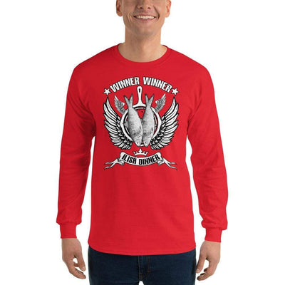 Red / S Bengali Ultra Cotton Long Sleeve T-Shirt - Winner Winner Ilish Dinner