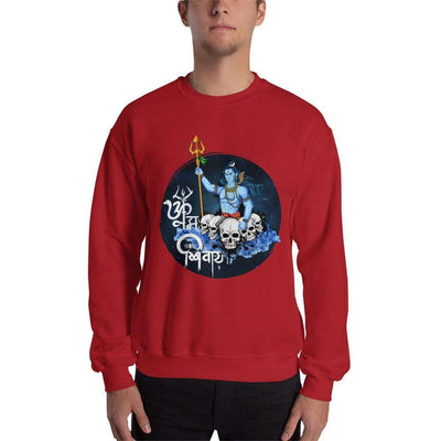 Red / S Bengali Unisex Heavy Blend Crewneck Sweatshirt - Om Namah Shivay-01