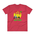 Red / S Bengali Unisex Short Sleeve V-Neck Jersey Tee - Bosonto Ese Gache