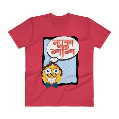 Red / S Bengali Unisex Short Sleeve V-Neck Jersey Tee - Naka Shashi