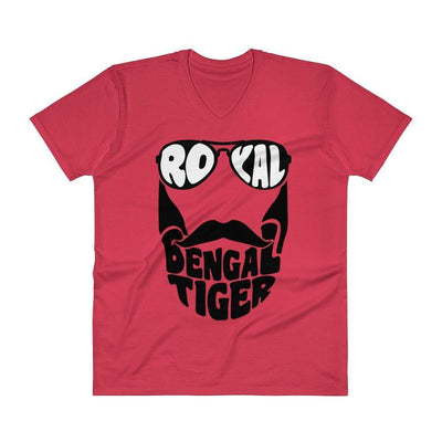 Red / S Bengali Unisex Short Sleeve V-Neck Jersey Tee - Royal Bengal Tiger