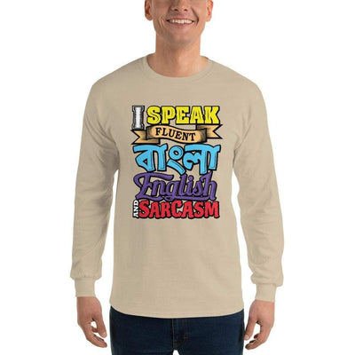 Sand / S Bengali Ultra Cotton Long Sleeve T-Shirt - Funky Sarcasm