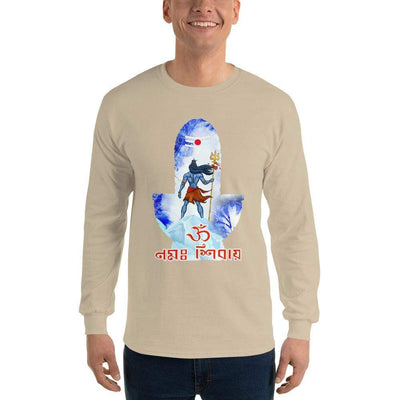 Sand / S Bengali Ultra Cotton Long Sleeve T-Shirt - Om Namah Shivay-02