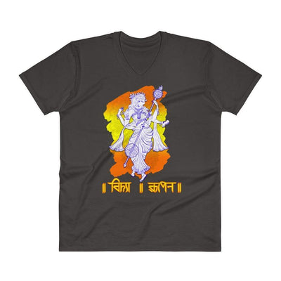 Smoke / S Bengali Unisex Short Sleeve V-Neck Jersey Tee - Vidya Roopeno