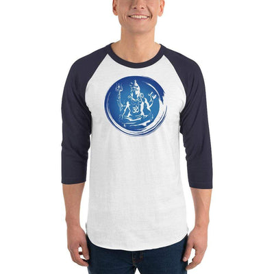 White/Navy / XS Bengali Unisex Fine Jersey Raglan Tee - Om