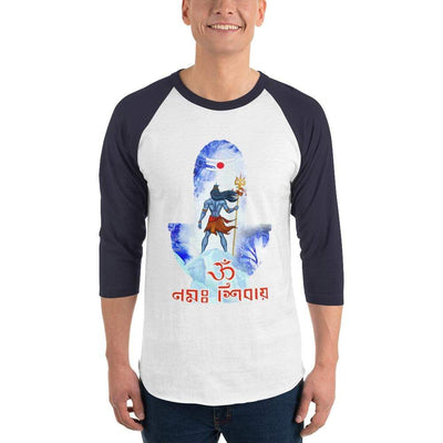 White/Navy / XS Bengali Unisex Fine Jersey Raglan Tee - Om Namah Shivay-02