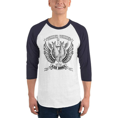 White/Navy / XS Bengali Unisex Fine Jersey Raglan Tee - Winner Winner Ilish Dinner