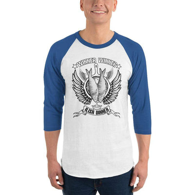 White/Royal / XS Bengali Unisex Fine Jersey Raglan Tee - Winner Winner Ilish Dinner