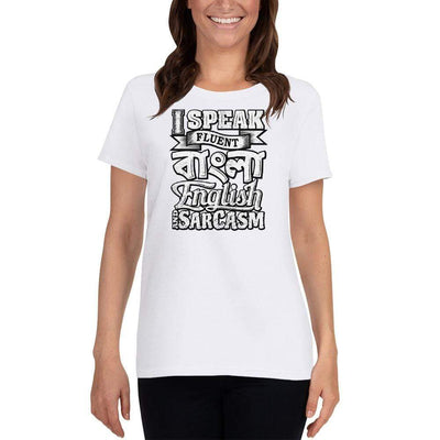 White / S Bengali Heavy Cotton Short Sleeve T-Shirt -I speak Sarcasm - Grunge