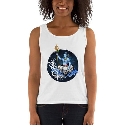 White / S Bengali Ultra Cotton Tank Top - Om Namah Shivay-01